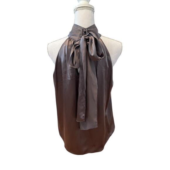 French Connection High Neck Silk Halter Top Shark Gray 8 - Picture 4 of 7